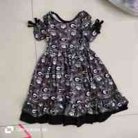 Robe décontractée personnalisée en sergé de bambou, coupe trompette/sirène, col rond, pour jeunes filles, à manches courtes, imprimé floral, avec nœud décoratif