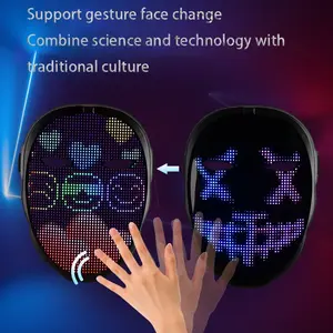 Nicro Halloween Cosplay Costume Neon Party Supplies APP Control Full Color Horror Style Luminous Digital LED Light Mask