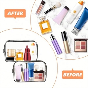 Bolsa de cosméticos de viaje impermeable de gran capacidad, bolsa de cosméticos de moda con cremallera de PU translúcida de alta calidad - Product Image 4