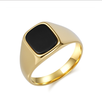 Designs de mode américain à la mode anneau en acier inoxydable 316L or 18 carats dominateur carré oeil de tigre pierre poli hommes bijoux anneau