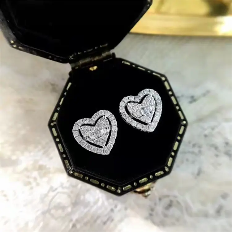 Hot Stijl Vrouwen Hartvormige Natuurlijke Diamanten Hart Oorbellen Saudi Gold 18K Pawnable Oorbellen Luxe 18K Real Gold sieraden