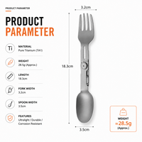 Nouvelle fourchette-cuillère pliable en titane ultralégère, équipement et accessoires de cuisine portables pour le camping et la randonnée en plein air