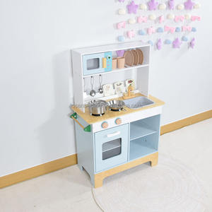 Juego de Cocina de Juguete Azul para Niños Pequeños, Cocina de Madera con Horno, Estufa, Fregadero, Grifo y Accesorios de Cocina - Product Image 3