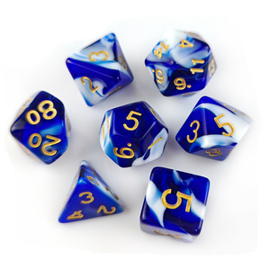 Juego de dados DND poliédricos personalizados de fábrica al por mayor para mazmorras y dragones juego de mesa RPG 7 piezas Juego de dados acrílicos de dos colores - Product Image 5