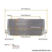 DIY Bar & Plate 600*300*76mm Intercooler 3 "con 12PCS Kit de abrazaderas de manguera de tubería
