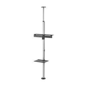 Soporte de TV de Techo a Piso Ajustable en Altura, Curvo y Giratorio, de Aluminio - Product Image 3