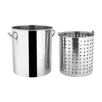 Daosheng – Ensemble de casseroles et marmites de cuisson commerciales en acier inoxydable 36QT pour friture profonde, soupes et bouillons de fruits de mer, avec panier perforé