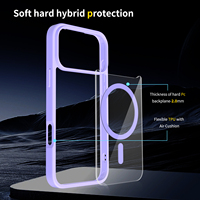 Coque de téléphone transparente en métal TPU givré magnétique pour 17 Pro Max avec emballage de sac de protection de caméra OPP