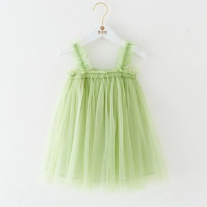 Robe de princesse d'été pour petite fille en tulle doux de couleur unie - Product Image 6