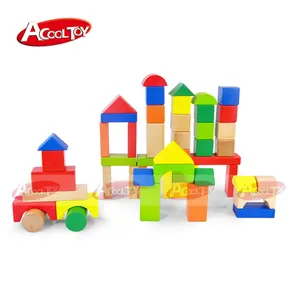 50pcs creative geometric educational toys custom wooden blocks