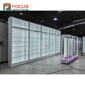 Luxury Wig Display Cabinet <b>Lighted</b> Glass Door Multi Drawer Shelf Hair Store Display Cabinet Center Unit - Product Image 4