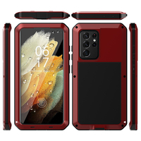 Étui de protection robuste en TPU et métal à double couche pour Samsung S21 Ultra, en aluminium anodisé, résistant