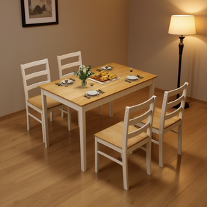 Set da Pranzo in Legno con Tavolo Rettangolare e 4 Sedie, Finitura Naturale, Stile Scandinavo, Arredamento Moderno per Casa, Design Durevole - Product Image 2