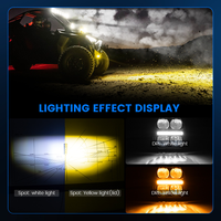 Phare LED carré de 4 pouces, 64W, 12000LM, blanc, jaune, DRL, lumière auxiliaire tout-terrain, étanche IP68, 4x4, camion, ATV, UTV, SUV, pick-up