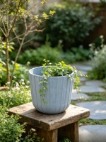 Grand pot en plastique cannelé en terre cuite, jardinière décorative, pot à fleurs pour plantes d'intérieur et d'extérieur, patio, jardin, décoration de la maison