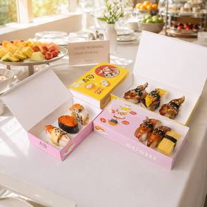 Caja de <span class=keywords><strong>Sushi</strong></span> de Papel Impresa Personalizada, Contenedor Desechable para Llevar <span class=keywords><strong>Sushi</strong></span> con Diseño de <span class=keywords><strong>Sakura</strong></span>, Caja de Comida de Diseño Japonés al por Mayor OEM - Product Image 6