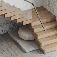 Marches d'escalier modernes en bois massif à monter soi-même, marches modulaires flottantes avec garde-corps pour projets résidentiels et commerciaux