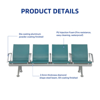 Chaises d'attente publiques modernes en alliage d'aluminium, 3-5 places, résistantes à la corrosion, en cuir PU, pour parcs, hôpitaux, aéroports, gymnases en plein air