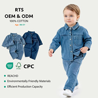 Ensemble de vêtements en jean pour bébés et enfants, garçons et filles, hauts à manches longues et pantalons, 2 ensembles, vêtements en jean pour bébés 100% coton