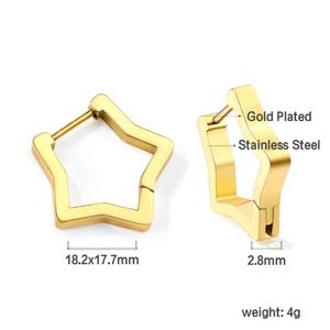 Pendientes de Aro Geométricos Modernos, Chapados en Oro de 18K, Acero Inoxidable Pulido, Joyería con Triángulo Hueco y Estrella - Product Image 3