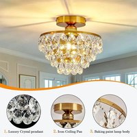 Lustre en cristal moderne, plafonnier semi-encastré, plafonnier argenté pour couloir et chambre à coucher
