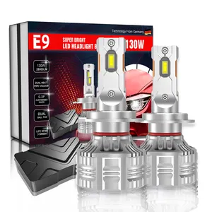 Newest E9 12V 130W 28000LM 6500K H1 H3 H4 H7 H11 H13 9005 9006 9012 fog light motorcycle Light car led headlight bulbs