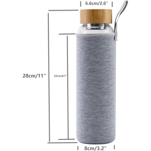 Botella de Agua de Vidrio de Borosilicato con Logotipo Personalizado, Reutilizable, Libre de BPA, a Prueba de Fugas, Apta para Lavavajillas, con Tapa de Bambú - Product Image 2