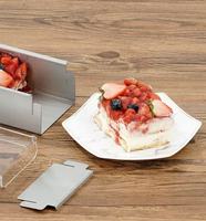 Boîte à tiramisu en aluminium de 40 cm, récipient en métal pour tiramisu avec couvercle transparent pour la cuisson et le service, moule à gâteau tiramisu