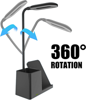 Lampe de bureau 15W avec chargeur sans fil, lampe de bureau LED pour la maison et le bureau avec porte-stylo, lampe de bureau à intensité variable pour protéger les yeux