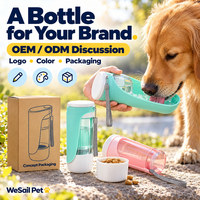 Bouteille d'eau portable multifonctionnelle pour chien avec logo personnalisé, 300 ml, 100 g, récipient de rangement pour nourriture, bol pliable en PP pour les promenades en plein air et les voyages