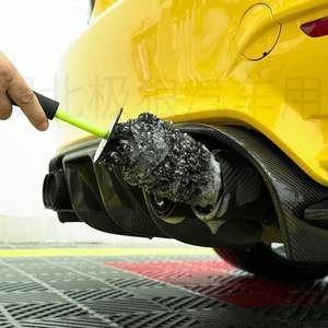 Brosse en fibre à manche droit en silicone imitation laine pour l'entretien, le nettoyage et les soins de beauté des voitures - Product Image 3