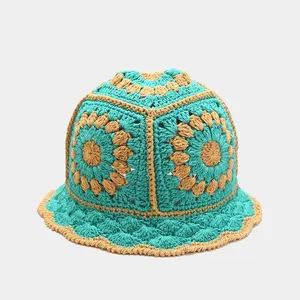 Bonnet tricoté au Crochet creux, chapeau de pêcheur, seau tricoté au Crochet, chapeaux décontractés, Logo personnalisé, fait à la main, hiver pour femmes, unisexe, adultes