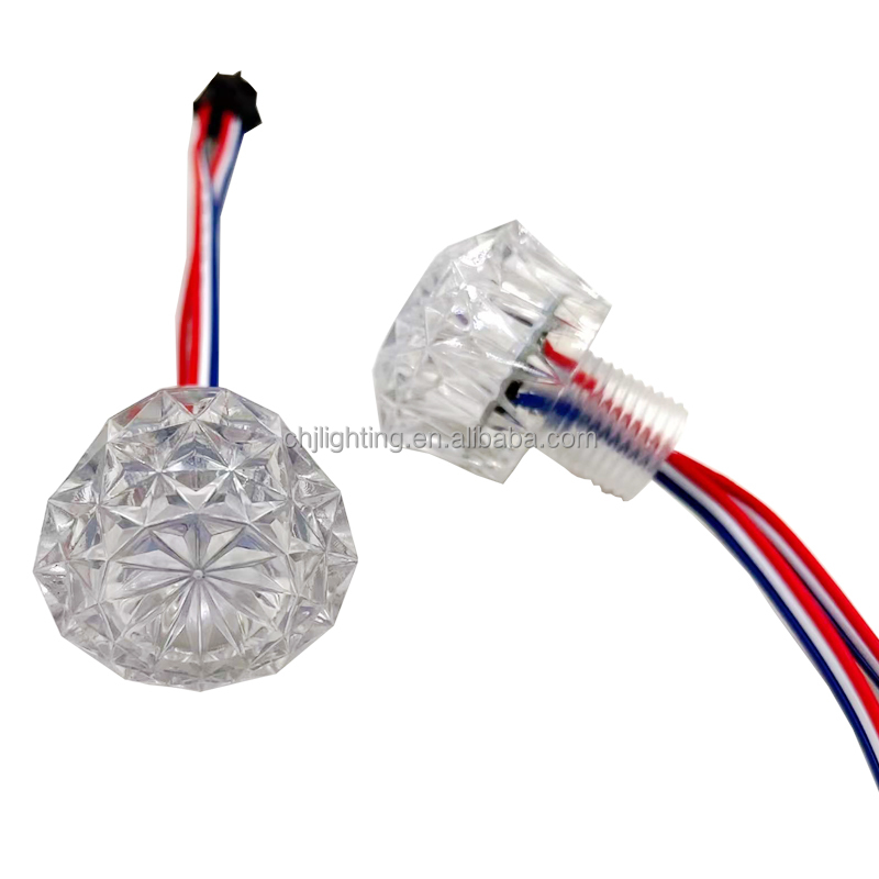 Amusement Rides LED Lamp 12V 24V RGB Pixel Lights 40mm Point Lights Diamond Body for Theme Park Lighting