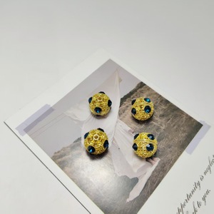 Cuentas redondas huecas de aleación electrochapada con circonita y orificio recto para bolígrafos, cuentas metálicas sueltas con forma de esfera, Invierno 2025 - Product Image 4