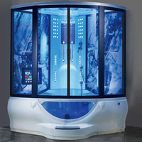 Cabine de Douche de Luxe Italienne à Bain à Remous Design Dernier Cri, Panneau Arrière en Dalle, Radio FM, Hydromassage et Douche à Vapeur