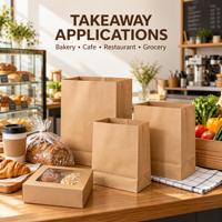 Sacs en papier kraft imprimés sur mesure, sans poignées, à fond carré, ouverture supérieure, pour boulangerie, achat en gros, emballage à emporter