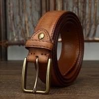Ceintures d'affaires pour hommes en cuir véritable pleine fleur de vachette tanné végétal, style rétro, personnalisées en usine, avec boucle ardillon – Fournisseur vérifié