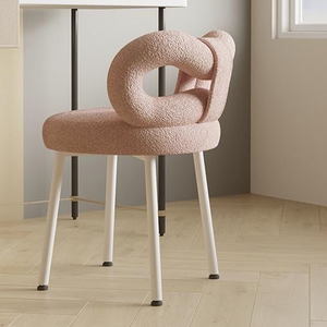Sillón tapizado moderno con patas bjflamingo Silla <span class=keywords><strong>de</strong></span> maquillaje con soporte <span class=keywords><strong>de</strong></span> hierro blanco - Product Image 3
