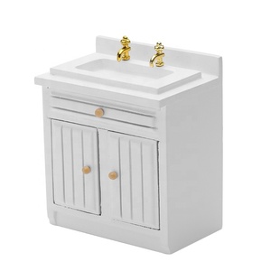 Maison de poupée Miniature meubles en <span class=keywords><strong>bois</strong></span> ensemble d'armoires de cuisine bassin <span class=keywords><strong>poêle</strong></span> torréfacteur 4 pièces-blanc - Product Image 2