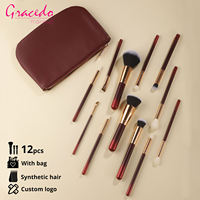 Ensemble de pinceaux de maquillage de luxe Gracedo, 15 pièces, échantillon gratuit, pinceaux de maquillage noirs en gros