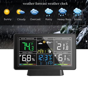 LED 스마트 날씨 시계 실내 실외 온도 습도 예보 무선 와이파이 기상 관측소 디지털 테이블 책상 시계 - Product Image 5