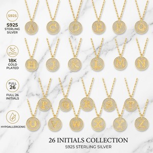 Collar con Iniciales de Plata de Ley 925 al por Mayor para Reventa, Colgante de Alfabeto Chapado en Oro de 18K, Ganku - Product Image 2