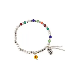 ANENJERY Nuevo diseño Lucky Fortune Pulseras elásticas Accesorios de joyería Pulsera con cuentas de flores de cristal de colores