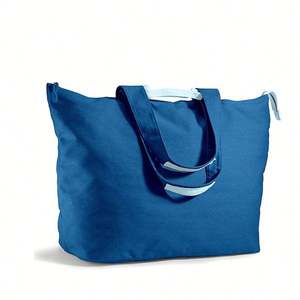 Bolsa de Compras Casual de Lona de Gran Capacidad Personalizada con Cremallera, Bolsa de Viaje Portátil y Duradera, Bolsa de Playa Moderna para Mujer - Product Image 4