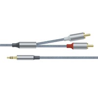Kabel Audio adaptor Splitter Hifi Y, 3.5mm jantan ke kabel AV Stereo jantan 2RCA untuk Speaker komputer