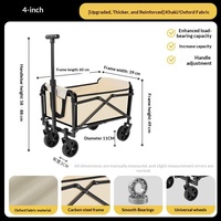 Chariot de camping pliable extra-large pour l'extérieur, chariot de pique-nique manuel, mini chariot universel pliable en métal tout-terrain