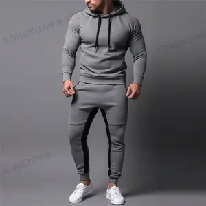 2 parça Set lüks çift koşu eşofman Boys polar Joggers erkek kazak eşofman boş spor giyim artı boyutu erkekler Set