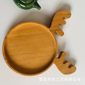 Bandeja redonda de madera con diseño de ciervo de dibujos animados, personalizable, sin acabar, decorativa, para servir alimentos. - Product Image 5