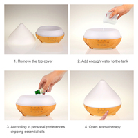 Couvercle blanc grain de bois base lampe à led électrique parfum vapeur air frais parfum diffuseur d'huile