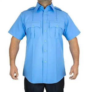 Royal Security <b>Uniform</b> Shirt Men Short Sleeve Polyester Blue <b>Airline</b> Work Wear Custom Made - Product Image 3